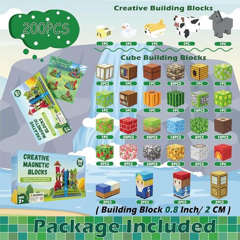 200 PCS Magnetic Blocks - Upgraded STEM Building Toys for Kids Featuring 5 Colorful Animal-Shaped Blocks, Magnetic Tiles for Kids 3+ Boys and Girls Christmas Birthday Gifts in Saudi Arabia