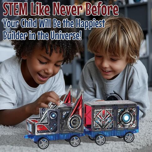 Little Pi Magnetic Tiles MegaBots 58 PCS | Heroic Transformation Robots with Sword & Shield | STEM Creative Building Play for Kids Age 3 4 5 6 7 8 in Kuwait