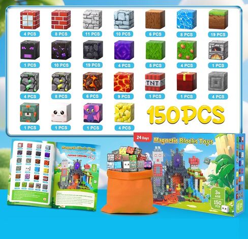 150PCS Magnetic Blocks, Magnetic Building Blocks Cubes, Magnet Tiles Stacking STEM Building Game Birthday Gifts for Boys Girls Age 3 4 5 6 7 8-12 in Saudi Arabia