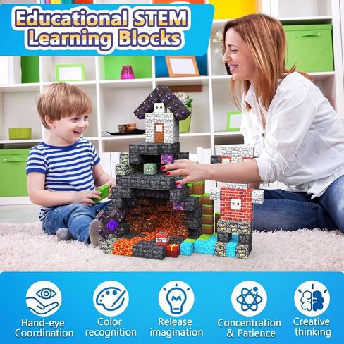 150PCS Magnetic Blocks, Magnetic Building Blocks Cubes, Magnet Tiles Stacking STEM Building Game Birthday Gifts for Boys Girls Age 3 4 5 6 7 8-12 in Saudi Arabia