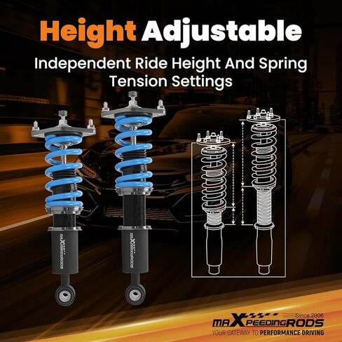 maxpeedingrods Coilover لهوندا CR-V FWD 2012-2016، مجموعة تعليق كويلوفر قابلة للتعديل بـ 24 مستوى، دعامات امتصاص الصدمات قابلة للتعديل للارتفاع، مجموعات خفض مطورة T6 باللون الأزرق in Saudi Arabia
