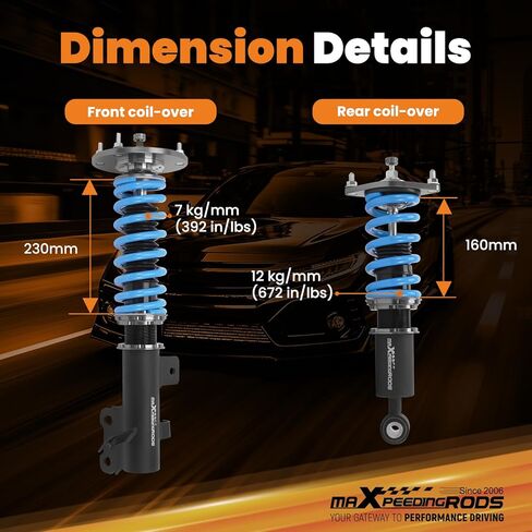 maxpeedingrods Coilover لهوندا CR-V FWD 2012-2016، مجموعة تعليق كويلوفر قابلة للتعديل بـ 24 مستوى، دعامات امتصاص الصدمات قابلة للتعديل للارتفاع، مجموعات خفض مطورة T6 باللون الأزرق in Saudi Arabia