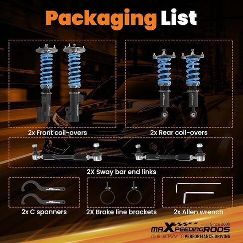 maxpeedingrods Coilover لهوندا CR-V FWD 2012-2016، مجموعة تعليق كويلوفر قابلة للتعديل بـ 24 مستوى، دعامات امتصاص الصدمات قابلة للتعديل للارتفاع، مجموعات خفض مطورة T6 باللون الأزرق in Saudi Arabia