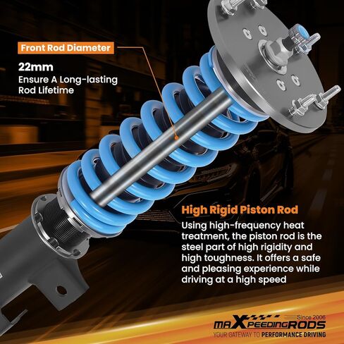 maxpeedingrods Coilover لهوندا CR-V FWD 2012-2016، مجموعة تعليق كويلوفر قابلة للتعديل بـ 24 مستوى، دعامات امتصاص الصدمات قابلة للتعديل للارتفاع، مجموعات خفض مطورة T6 باللون الأزرق in Saudi Arabia
