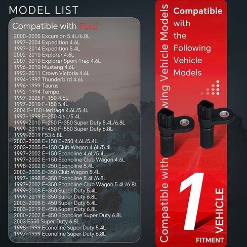 1W7Z6B288AB Set of 2 Camshaft Position Sensor Compatible with Ford F150/F250/F350/E150/E250/E350/Explorer/Mustang Lincoln Navigator/Town Car Mercury Grand Marquis Replace PC643 907722 in Saudi Arabia