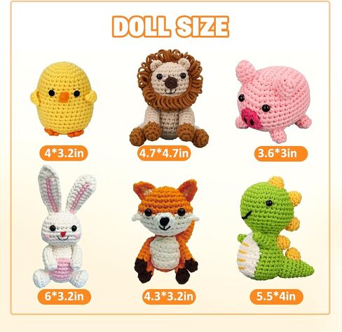 6Pcs Crochet Kits for Beginners with Upgraded Premium Custom Yarn & Step-by-Step Video Tutorials, Ideal Knitting Kit for Crochet Lovers & New Amigurumi Crochet Animal Kit for Adults (MultiColor) in Saudi Arabia