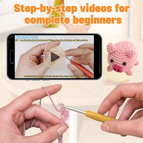 6Pcs Crochet Kits for Beginners with Upgraded Premium Custom Yarn & Step-by-Step Video Tutorials, Ideal Knitting Kit for Crochet Lovers & New Amigurumi Crochet Animal Kit for Adults (MultiColor) in Saudi Arabia