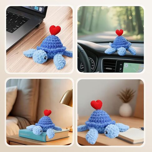 طقم كروشيه Blossvane للمبتدئين البالغين - قطعتان من طقم كروشيه السلحفاة البحرية الملونة، طقم أميجورومي رائع لجميع الأعمار، مجموعات كروشيه مع دروس فيديو خطوة بخطوة in Kuwait