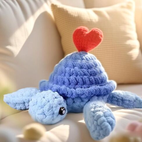 طقم كروشيه Blossvane للمبتدئين البالغين - قطعتان من طقم كروشيه السلحفاة البحرية الملونة، طقم أميجورومي رائع لجميع الأعمار، مجموعات كروشيه مع دروس فيديو خطوة بخطوة in Kuwait