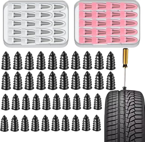 20pcs/set Tire Repair Rubber Nail, Vacuum Tire Repair Kits Spiral Rubber Nails, for Car Motorcycle Jeep Tire Puncture Repair, Large&Size in Saudi Arabia