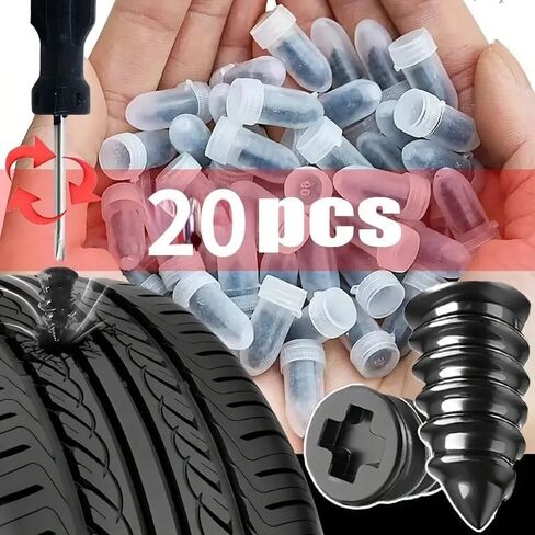 20pcs/set Tire Repair Rubber Nail, Vacuum Tire Repair Kits Spiral Rubber Nails, for Car Motorcycle Jeep Tire Puncture Repair, Large&Size in Saudi Arabia