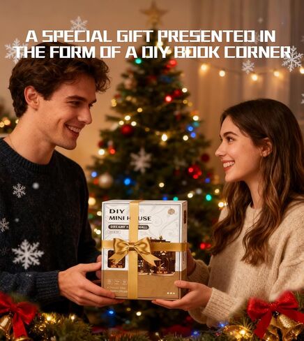 Roroom DIY Miniature House Kit, Dreamy Book Hall Book Nook with LED Light, 3D Wooden Puzzle Miniature Dollhouse Kit for Bookshelf Decor-Creative Gift for Teens&Book Lovers in Kuwait