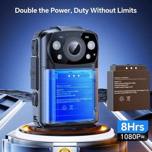 BOBLOV KJ25 2K Camcorder, Support 13Hrs Recording, Body Camera provided Night Vision, Hiking, Walk, Law Enforcement, and Pet Walking(No Memory Card Included) in Kuwait