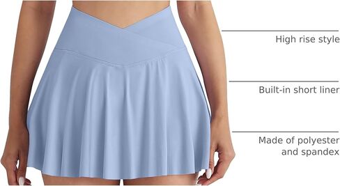 CHRLEISURE Women's Tennis Golf Skirt with Shorts, 5 Pockets Athletic Sports Running Workout Flowy Skorts in Saudi Arabia