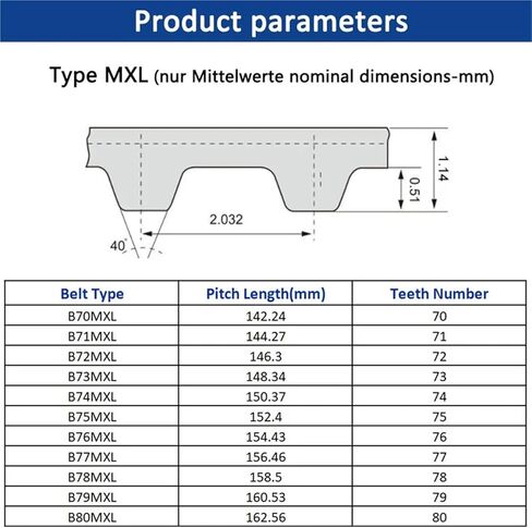 MXL مؤقت اشتعال العرض 6 مللي متر 10 مللي متر المطاط حلقة مغلقة محرك متزامن B70-B80MXL 1 قطعة (B74-150.37 مللي متر ، 6 مللي متر) in Saudi Arabia
