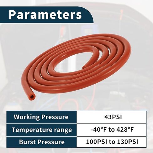 خرطوم أنابيب فراغ السيليكون 130PSI أقصى ضغط خط فراغ السيارات الأحمر مع موصل فراغ 1 مجموعة 6.6Ft 4/6/8/12 مم ID 3 مم سمك in Kuwait