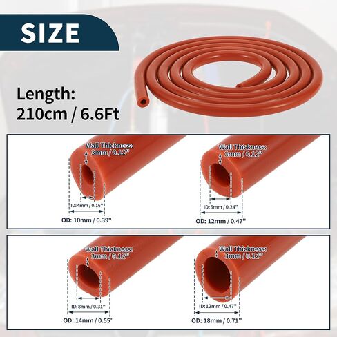 خرطوم أنابيب فراغ السيليكون 130PSI أقصى ضغط خط فراغ السيارات الأحمر مع موصل فراغ 1 مجموعة 6.6Ft 4/6/8/12 مم ID 3 مم سمك in Kuwait
