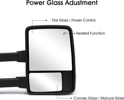 NEYASU Driver Left Side Towing Mirrors fit for 1999-2007 Ford F250 F350 F450 F550 Super Duty Tow Mirrors Power Heated Defrost Amber Turn Signal Lights Manual Extendable Black in Saudi Arabia