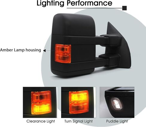 NEYASU Driver Left Side Towing Mirrors fit for 1999-2007 Ford F250 F350 F450 F550 Super Duty Tow Mirrors Power Heated Defrost Amber Turn Signal Lights Manual Extendable Black in Saudi Arabia