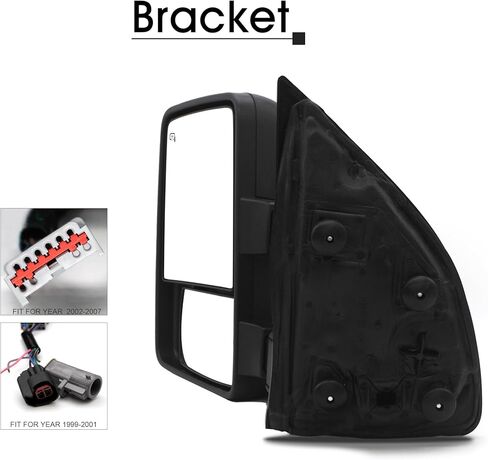 NEYASU Driver Left Side Towing Mirrors fit for 1999-2007 Ford F250 F350 F450 F550 Super Duty Tow Mirrors Power Heated Defrost Amber Turn Signal Lights Manual Extendable Black in Saudi Arabia