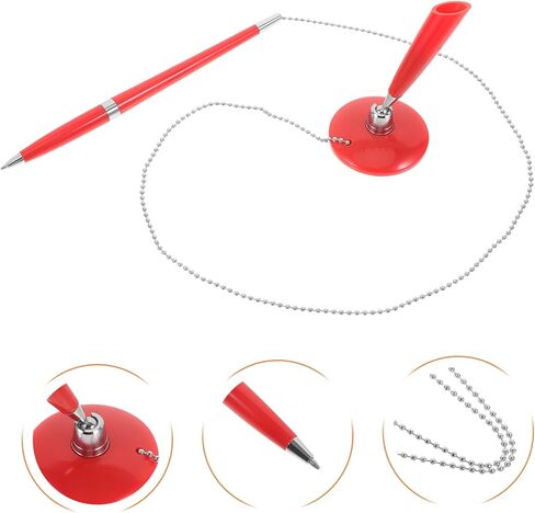Veemoon Multi Function Countertop Signature Pen with Smooth Ink Flow for Office Business Use Plastic Writing Pen for Banks Hotels Restaurants and Conference Rooms Red in Saudi Arabia