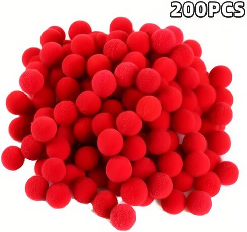 200Pcs Pom Poms Arts and Crafts,Fluffy Craft Pom-Poms,Pompoms Balls for DIY Decorations-Red in Saudi Arabia