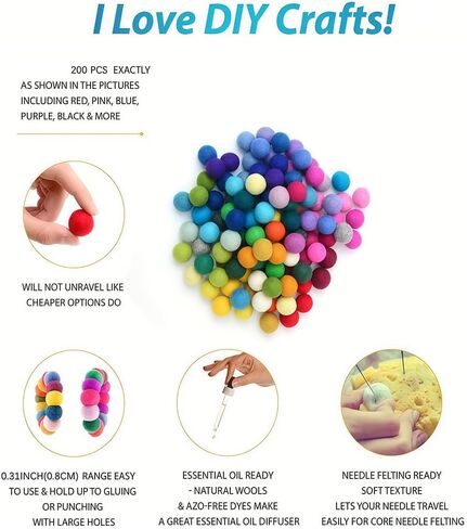 200Pcs Pom Poms Arts and Crafts,Fluffy Craft Pom-Poms,Pompoms Balls for DIY Decorations-Red in Saudi Arabia