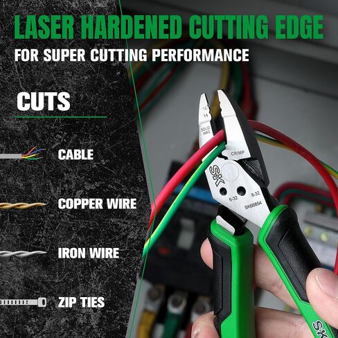 SK 8-Inch Multi-use Long Nose Pliers, Needle Nose Pliers, 7 IN 1, Premium CR-V Steel Construction, Ergonomic Non-slip Handle for Comfortable Grip in Kuwait