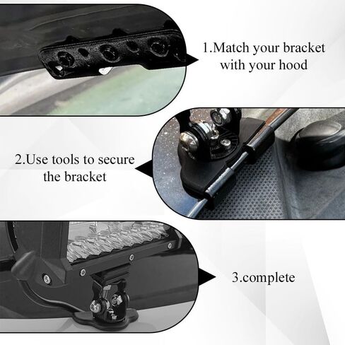 2PCS LED Light Bar Mounting Brackets, Ditch Light Brackets, Adjustable Car Pillar Hood Lighting Mount Clamp Holder with Hex Wrenches, Auto Lamp Accessories Fit for Off-Road Truck SUV (Black) in Saudi Arabia