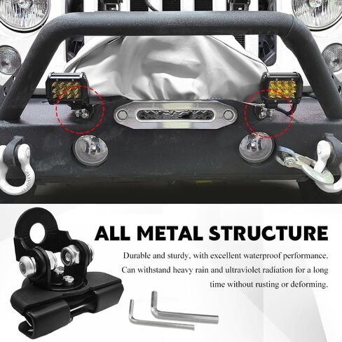 2PCS LED Light Bar Mounting Brackets, Ditch Light Brackets, Adjustable Car Pillar Hood Lighting Mount Clamp Holder with Hex Wrenches, Auto Lamp Accessories Fit for Off-Road Truck SUV (Black) in Saudi Arabia