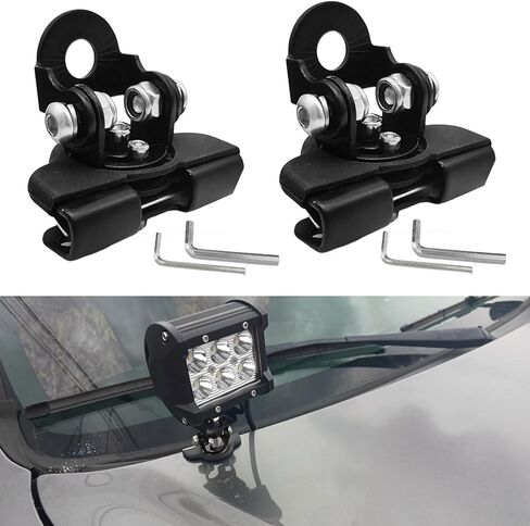 2PCS LED Light Bar Mounting Brackets, Ditch Light Brackets, Adjustable Car Pillar Hood Lighting Mount Clamp Holder with Hex Wrenches, Auto Lamp Accessories Fit for Off-Road Truck SUV (Black) in Saudi Arabia