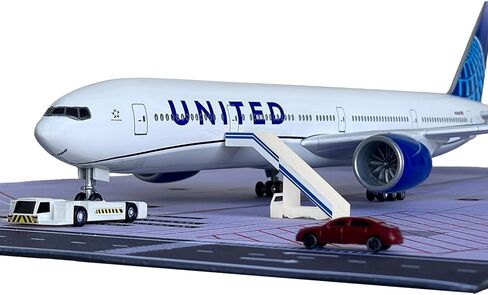 B777-300ER نموذج طائرة بطول 18.5 بوصة بمقياس 1/150 نموذج طائرة B777 مع أضواء LED وإكسسوارات مشهد المطار عرض مثالي وهدية in Kuwait