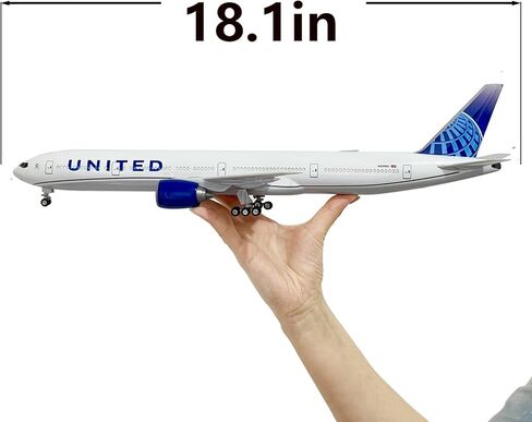 B777-300ER نموذج طائرة بطول 18.5 بوصة بمقياس 1/150 نموذج طائرة B777 مع أضواء LED وإكسسوارات مشهد المطار عرض مثالي وهدية in Kuwait