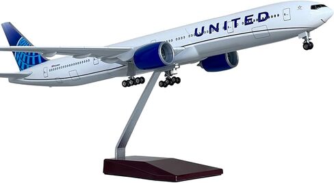 B777-300ER نموذج طائرة بطول 18.5 بوصة بمقياس 1/150 نموذج طائرة B777 مع أضواء LED وإكسسوارات مشهد المطار عرض مثالي وهدية in Kuwait