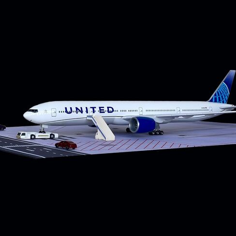 B777-300ER نموذج طائرة بطول 18.5 بوصة بمقياس 1/150 نموذج طائرة B777 مع أضواء LED وإكسسوارات مشهد المطار عرض مثالي وهدية in Kuwait