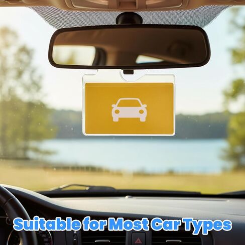 15 Pcs Horizontal Clear Parking Permit Holder Parking Permit Card Holder Windscreen Card Holders Rearview Mirror Hanger Easy Insert Remove for Car Passes Stickers Permits in Saudi Arabia