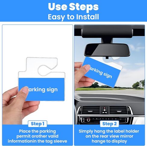 15 Pcs Horizontal Clear Parking Permit Holder Parking Permit Card Holder Windscreen Card Holders Rearview Mirror Hanger Easy Insert Remove for Car Passes Stickers Permits in Saudi Arabia