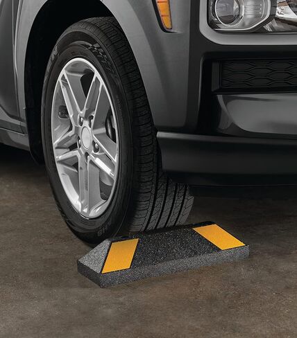 Rubberific Heavy Duty Rubber Parking Stop Durable Easy to Install Reflective Parking Curb Garage Car Stopper for Indoor and Outdoor Use (2 Pack) in Saudi Arabia
