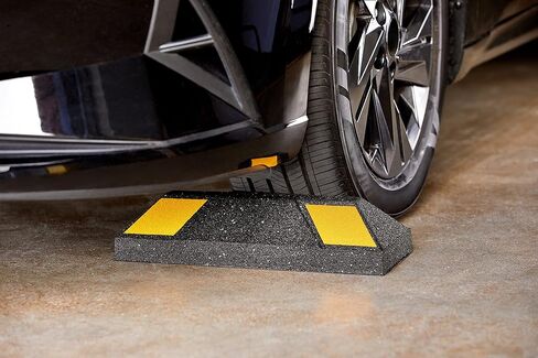 Rubberific Heavy Duty Rubber Parking Stop Durable Easy to Install Reflective Parking Curb Garage Car Stopper for Indoor and Outdoor Use (2 Pack) in Saudi Arabia