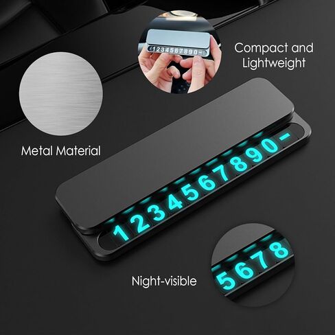 Temporary Parking Number Plate, Hide Phone Number Card for Cars, Automotive Interior Accessory & Ornament. (Space Gray) in Saudi Arabia