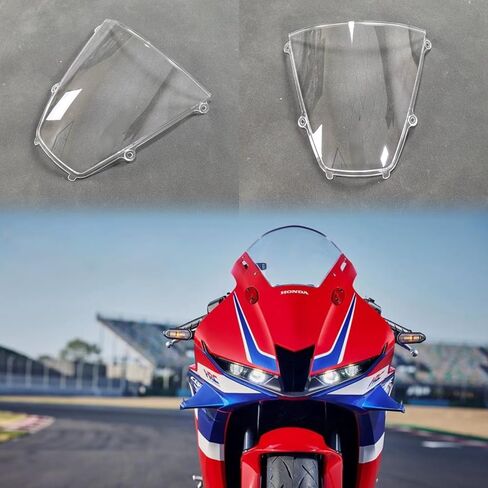 فقاعة مزدوجة للزجاج الأمامي لـ CBR600RR F5 2021-2025 شاشة أمامية من البلاستيك ABS للدراجات النارية (الزجاج الأمامي الأسود) in Saudi Arabia