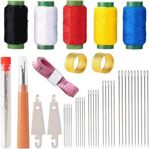 42 Pcs Sewing Tool Set, Big Eye Steel Sewing Needle Kit, Includes Needles, Threader, Ripper, Tape Measure & More, Complete Hand Sewing Set for Beginners, Craft Enthusiasts & Daily Use in Saudi Arabia