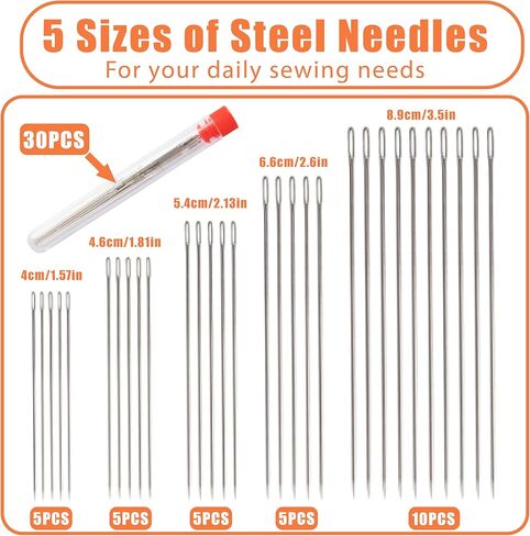 42 Pcs Sewing Tool Set, Big Eye Steel Sewing Needle Kit, Includes Needles, Threader, Ripper, Tape Measure & More, Complete Hand Sewing Set for Beginners, Craft Enthusiasts & Daily Use in Saudi Arabia