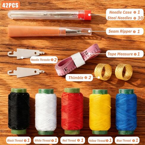 42 Pcs Sewing Tool Set, Big Eye Steel Sewing Needle Kit, Includes Needles, Threader, Ripper, Tape Measure & More, Complete Hand Sewing Set for Beginners, Craft Enthusiasts & Daily Use in Saudi Arabia