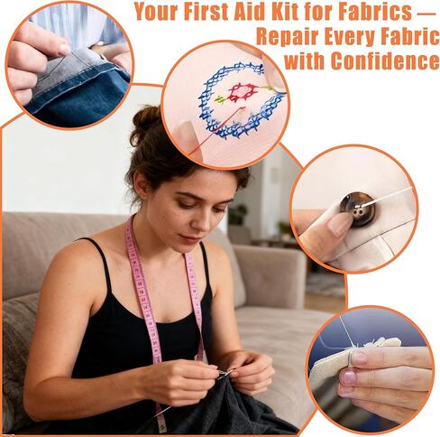 42 Pcs Sewing Tool Set, Big Eye Steel Sewing Needle Kit, Includes Needles, Threader, Ripper, Tape Measure & More, Complete Hand Sewing Set for Beginners, Craft Enthusiasts & Daily Use in Saudi Arabia