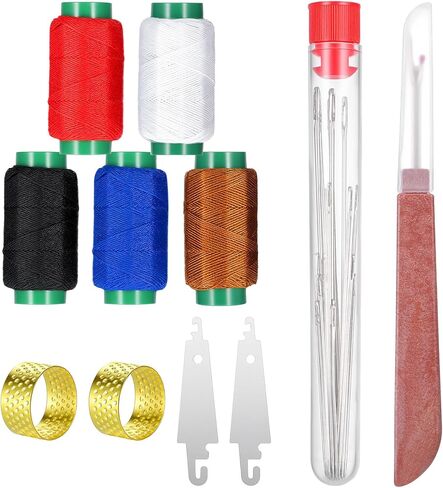 مجموعة إبر الخياطة الفولاذية ذات العين الكبيرة 36 ​​قطعة، أدوات إصلاح يدوية لخيوط الإبر مع 25 إبرة من سبائك الزنك، 2 خيط، 2 كشتبانات، 1 ممزق درزات، 5 خيوط ملونة للخياطة اليدوية بنفسك in Kuwait