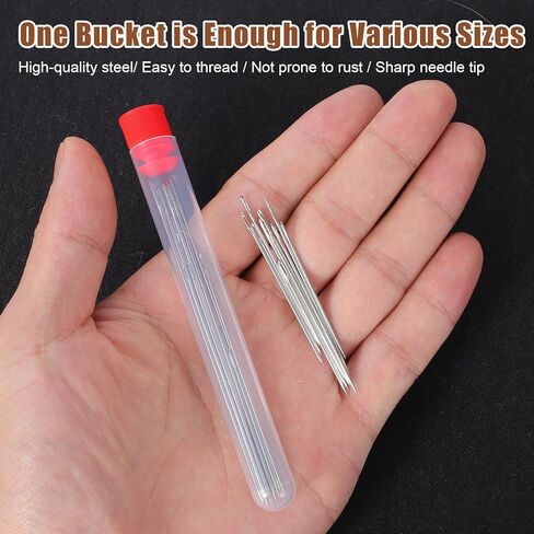مجموعة إبر الخياطة الفولاذية ذات العين الكبيرة 36 ​​قطعة، أدوات إصلاح يدوية لخيوط الإبر مع 25 إبرة من سبائك الزنك، 2 خيط، 2 كشتبانات، 1 ممزق درزات، 5 خيوط ملونة للخياطة اليدوية بنفسك in Kuwait