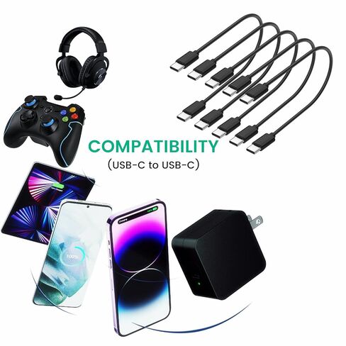 weishan 10-Pack USB C Charger Cable,1ft Bulk Short Cables, Multipack 60W Fast Charge USB-C to Type C Charging Cords, Black in Saudi Arabia