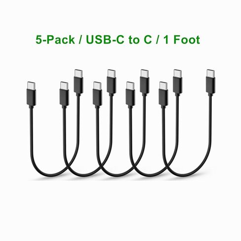 weishan 10-Pack USB C Charger Cable,1ft Bulk Short Cables, Multipack 60W Fast Charge USB-C to Type C Charging Cords, Black in Saudi Arabia