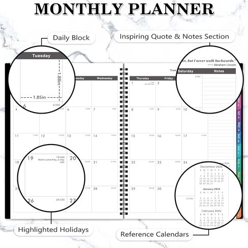 2024-2027 Monthly Planner/Calendar - 3 Year Monthly Planner 2024-2027, July 2024 - June 2027, 9'' x 11'', Calendar Planner with 36 Months Tabs, Double-side Pocket, Holidays, Notes Pages in Saudi Arabia
